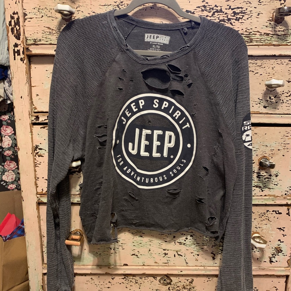 Lucky brand Jeep oversized distressed shirt!